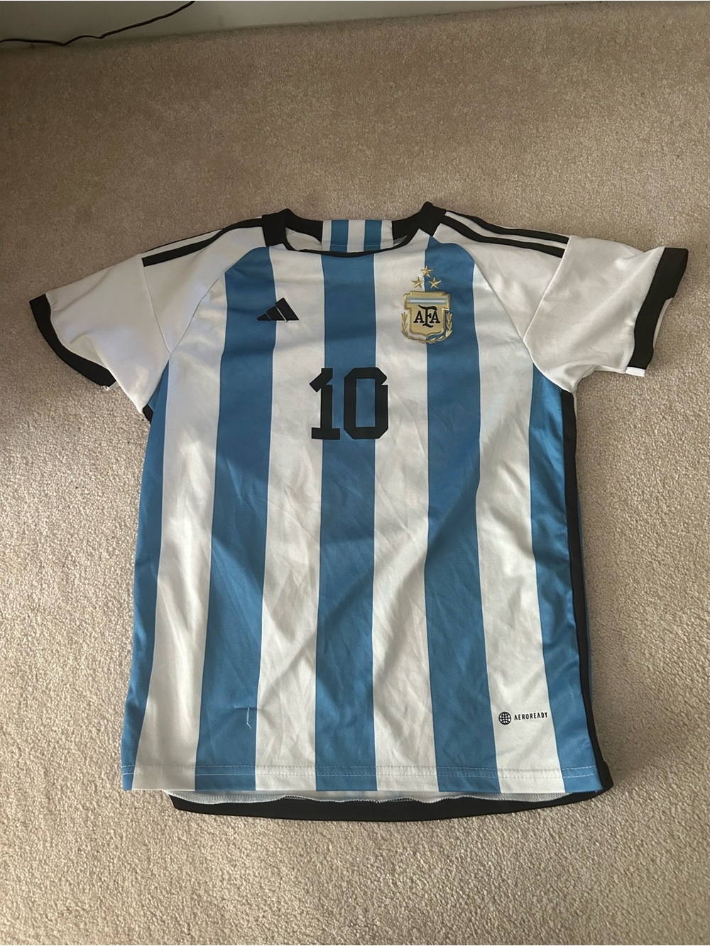 Lionel Messi adidas Argentina Youth Blue White Soccer Jersey - Picture 2 of 10